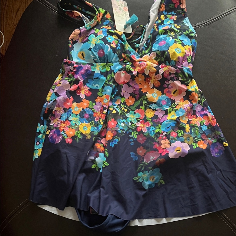 Johnny Was back tie one piece swimsuit - Picture 3 of 10